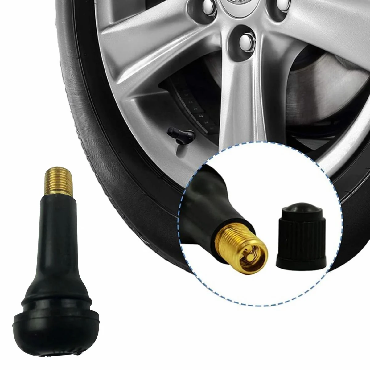 Válvula Para Neumáticos Gusanillo TR413 De Caucho. Universal Para Llantas De Autos Y Suvs.
