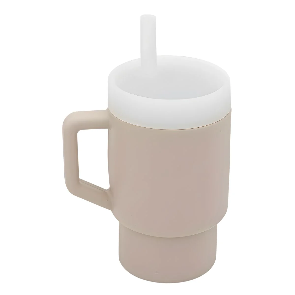 Vaso De Silicón Con Carrizo 310 Ml. Botella De Agua Antiderrame Para Niños. Color Chocolate Claro.