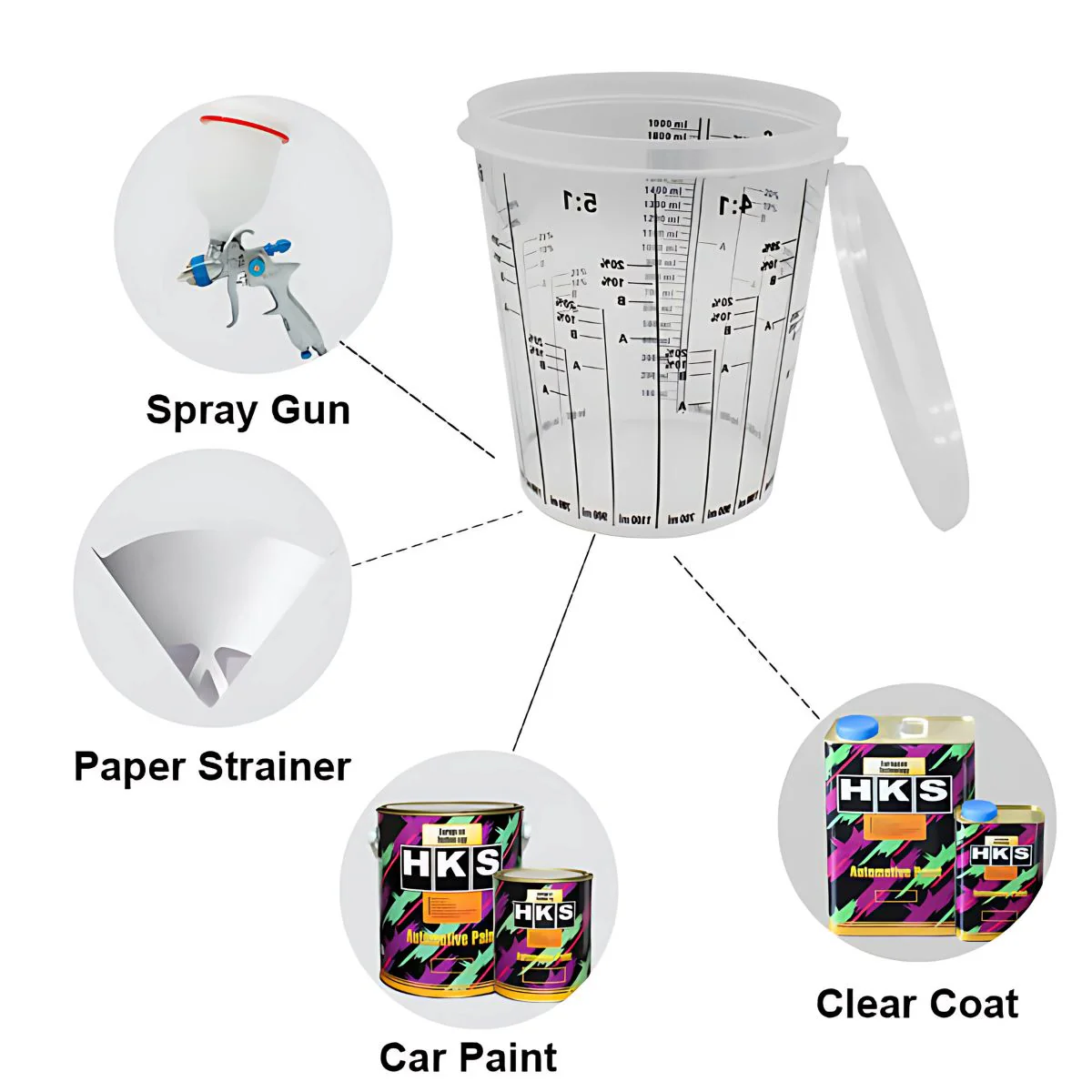 Vaso Medidor De Pintura Para Mezcla 1300 Ml Con Tapa Plástica. Resistente Con Marcas De Medición. - Image 2