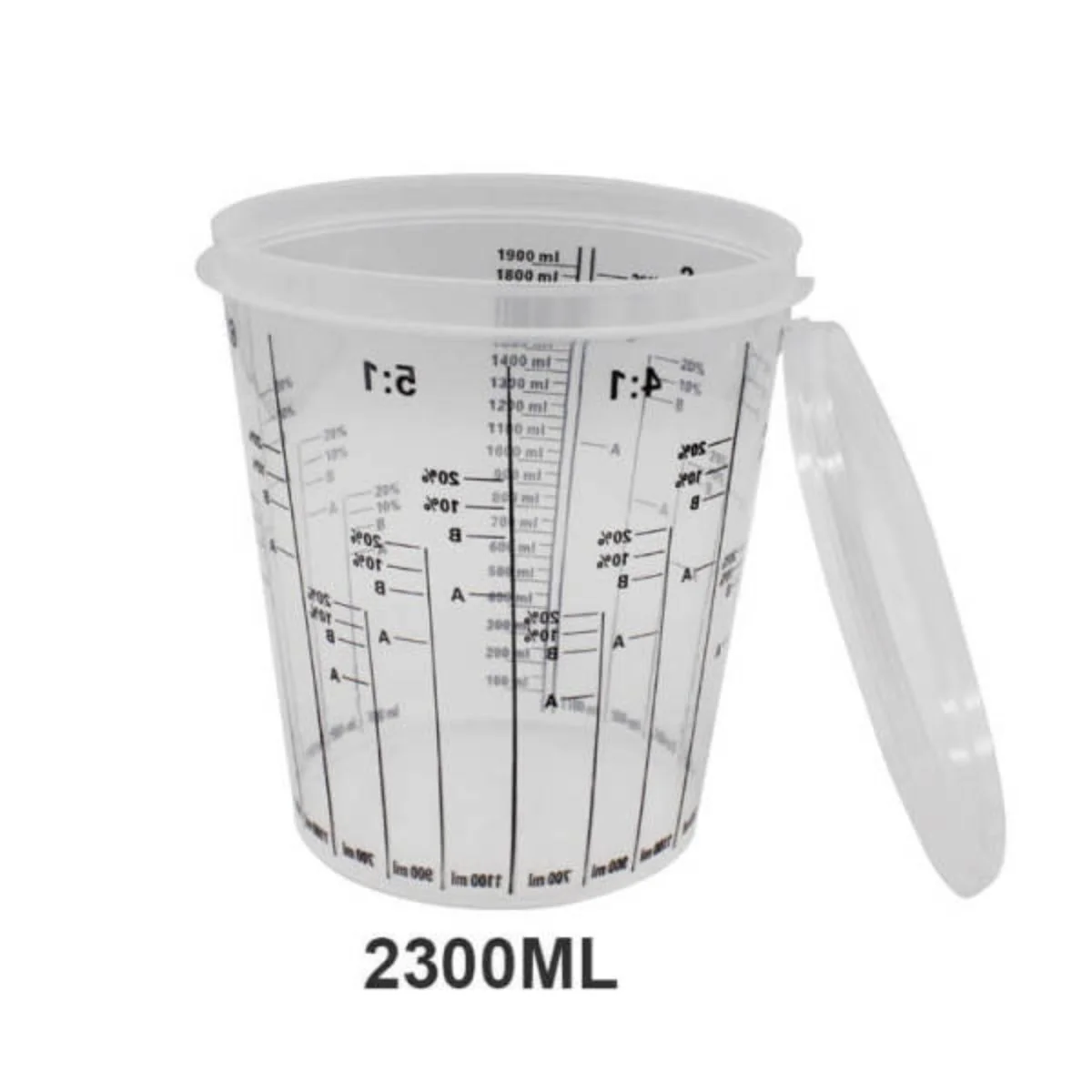 Vaso Medidor De Pintura Para Mezcla 400 Ml Con Tapa Plástica. Resistente Con Marcas De Medición.