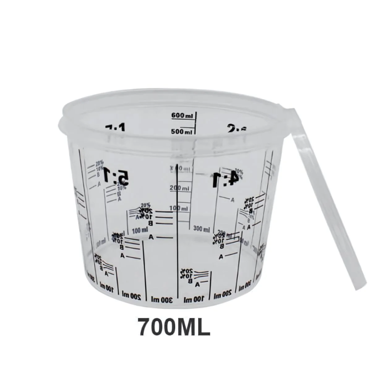 Vaso Medidor Para Mezcla De Pintura 700 Ml Con Tapa Plástica. Resistente Con Marcas De Medición.