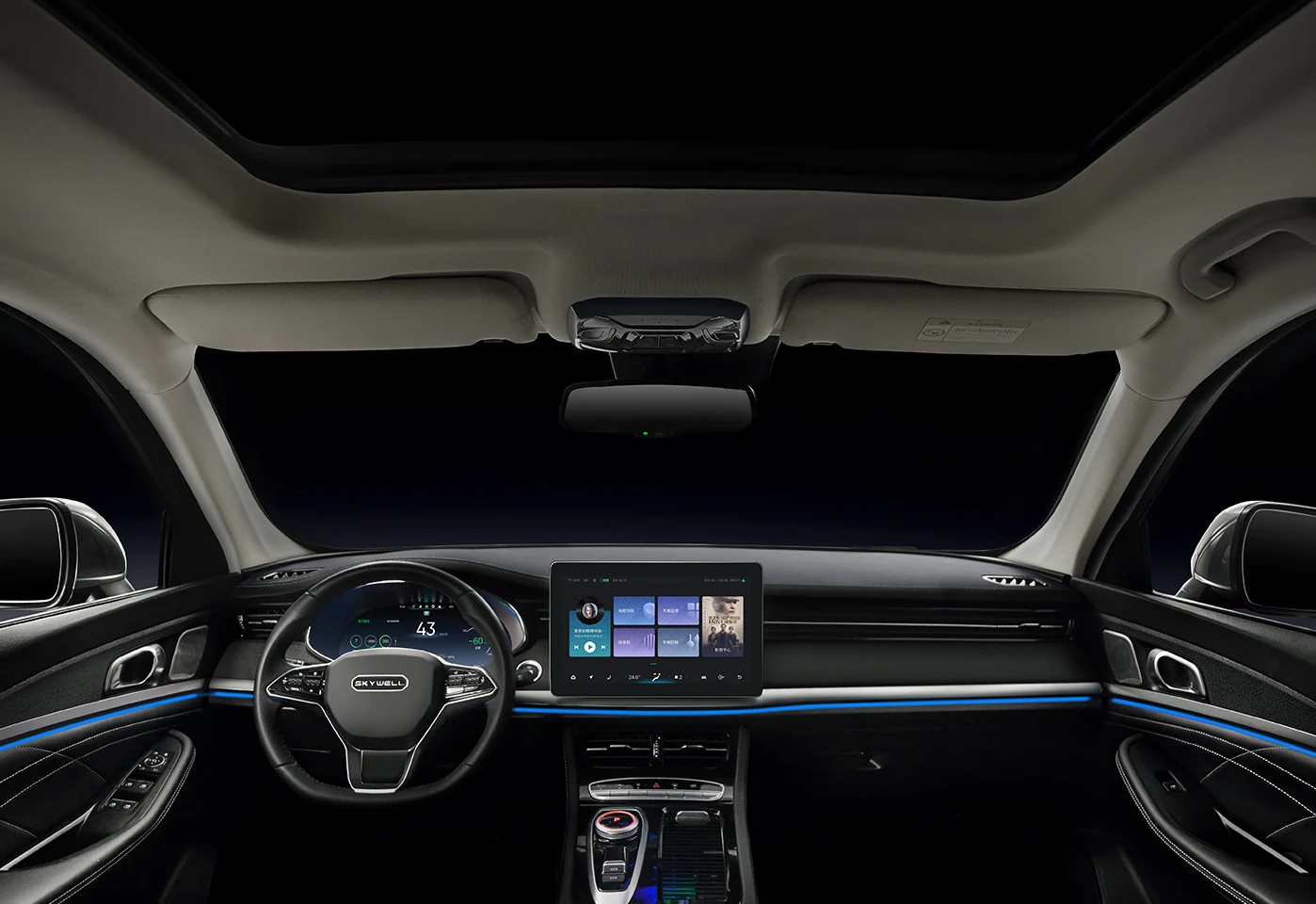 Vehículo Eléctrico SUV SKYWELL ET5 LV3 620Km Autonomía 360°/TJA Color BLANCO/ Interior Negro - Image 3