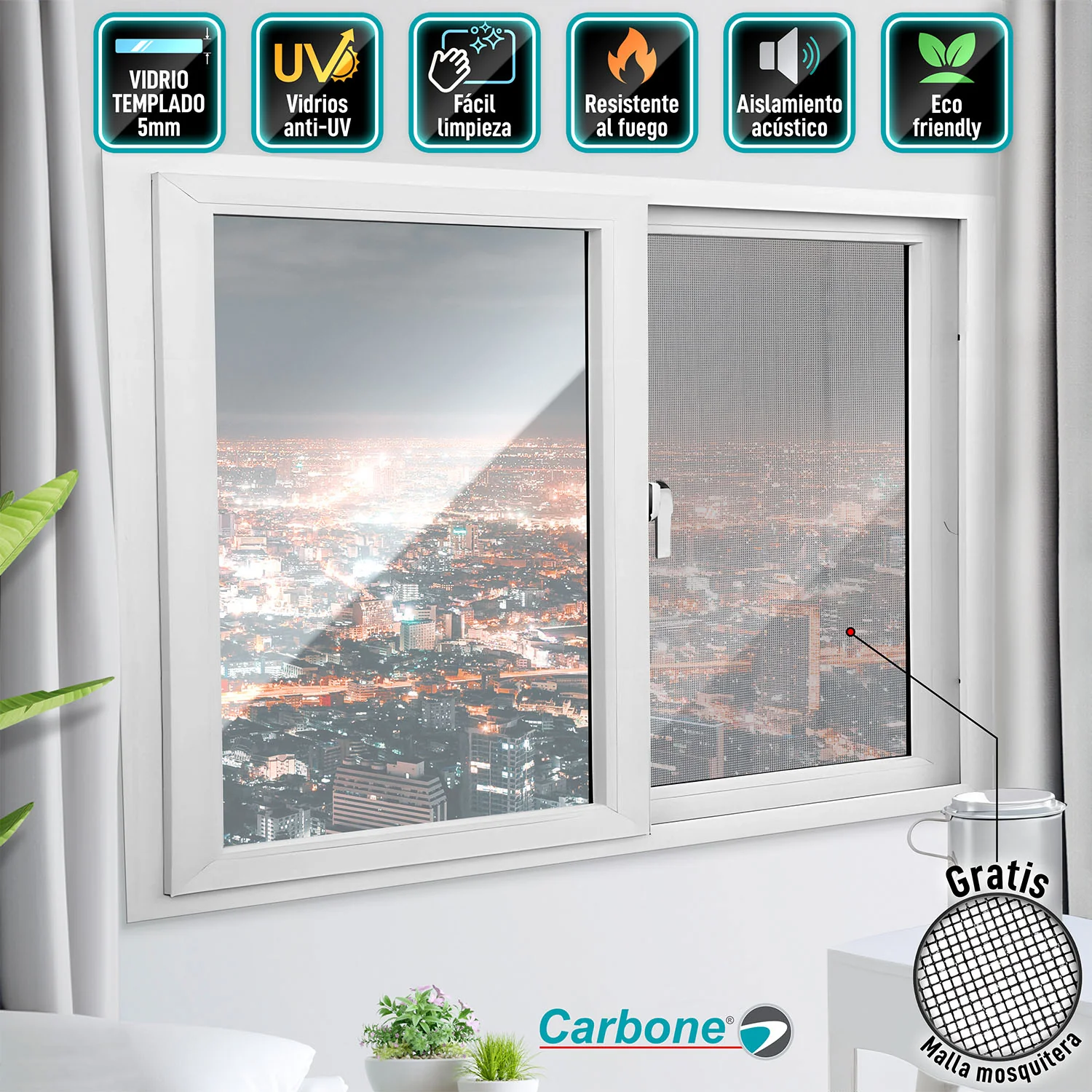 Ventanas Francesas Correderas UPVC Blanca Anti UV Vidrio De Seguridad Templado 5Mm (5 Años De Garantía) Incluye Malla Mosquitera Y Kit De Ventana Francesa - Image 10