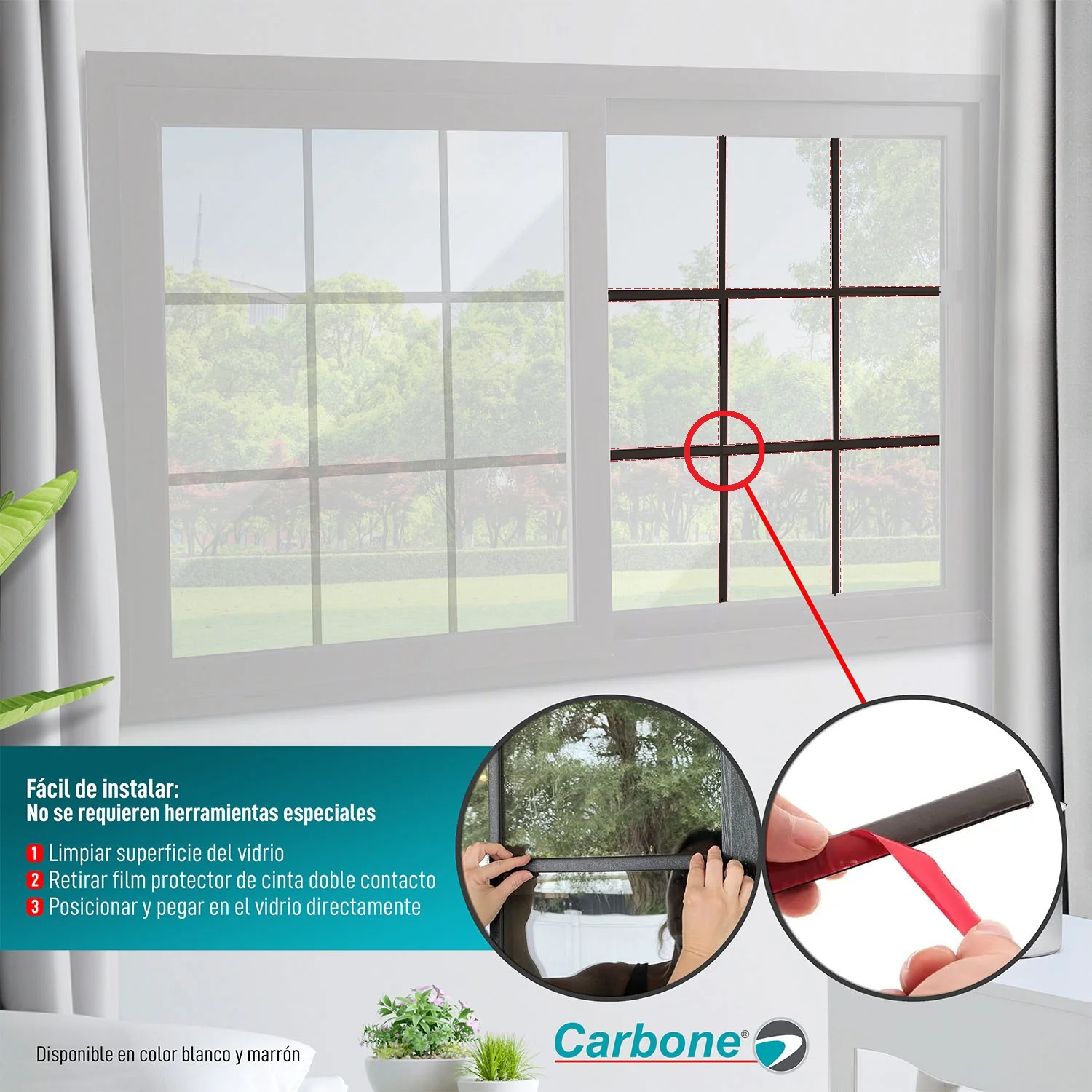 Ventanas Francesas Kit De Perfiles UPVC Autoadhesivo Doble Contacto Do It Yourself Para Ventana Color Marrón Chocolate - Image 4