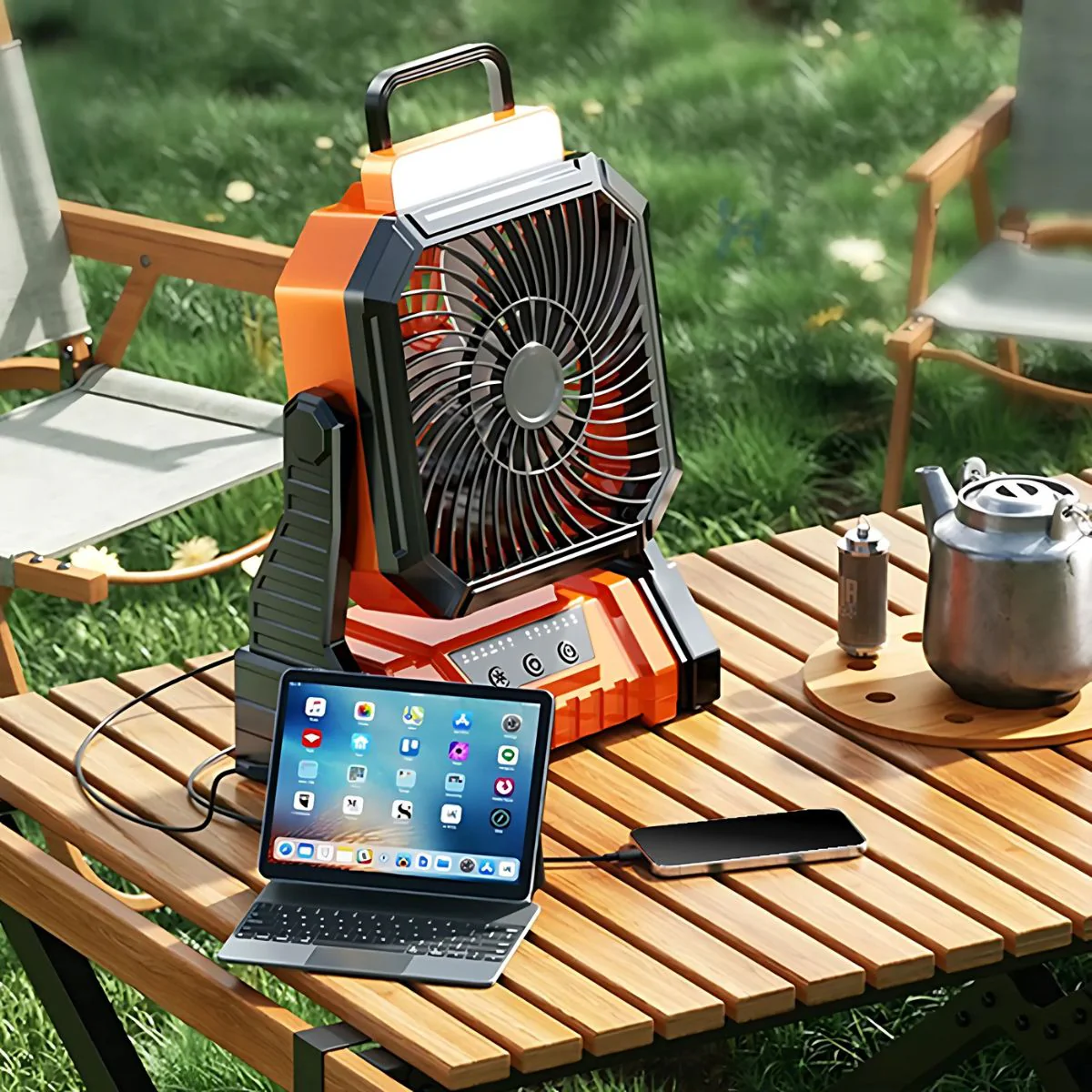 Ventilador Abanico Portátil Recargable. Abanico Para Camping Y Exteriores. Luz LED De Emergencia. Power Bank Integrado. 5400Mah (4-9H) - Image 4