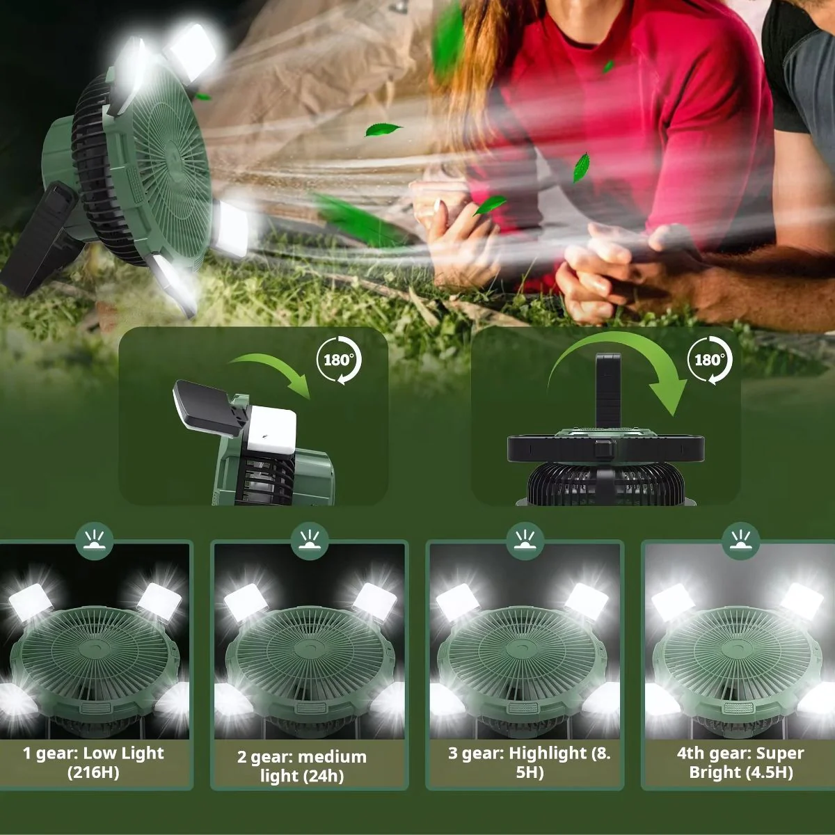 Ventilador Con Luces LED Para Camping. Abanico Portátil Para Tiendas De Acampar A Control Remoto. Inalámbrico. - Image 3
