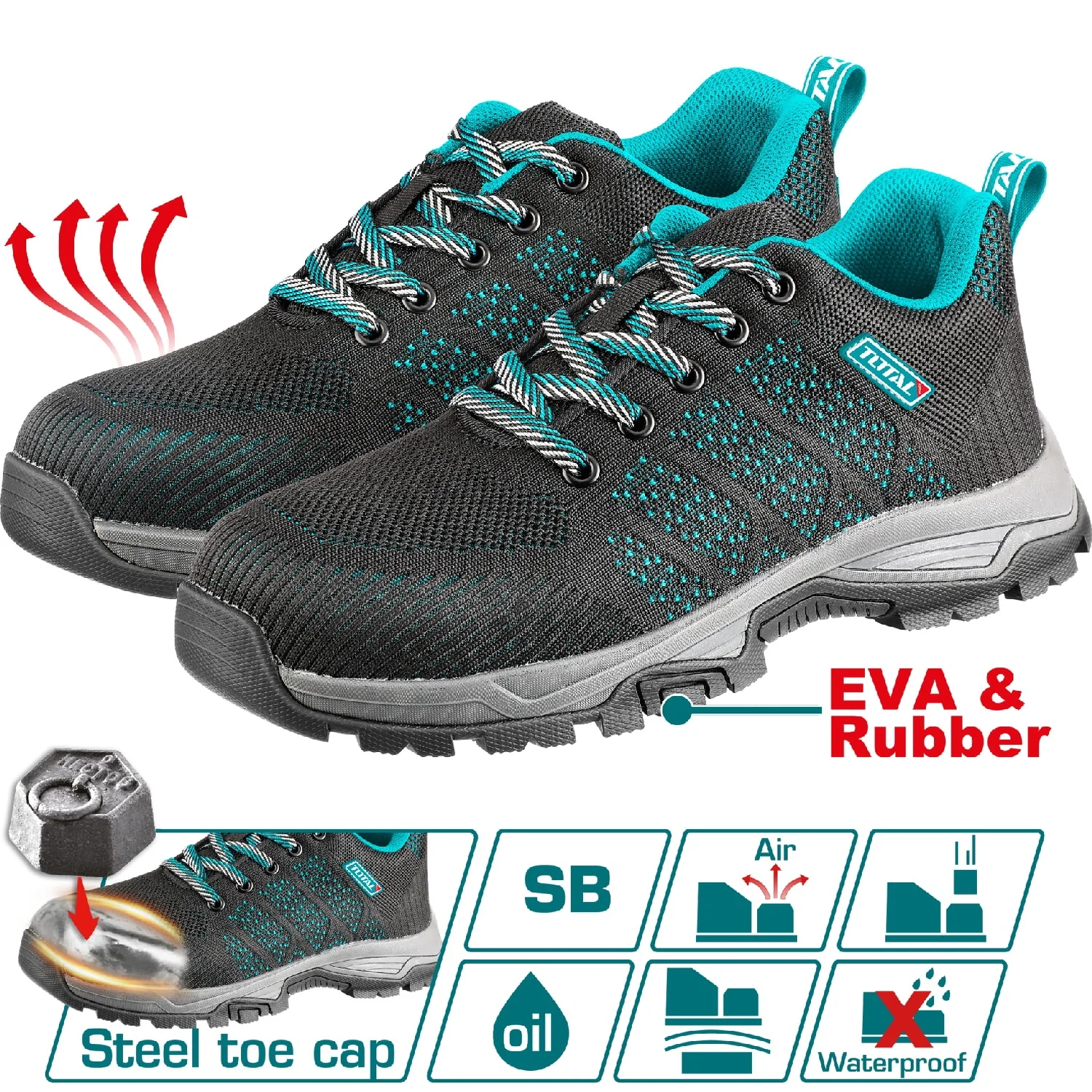 Zapatillas De Seguridad TOTAL. Alta Calidad. Punta De Acero + Anticlavos + Antiresbalante
