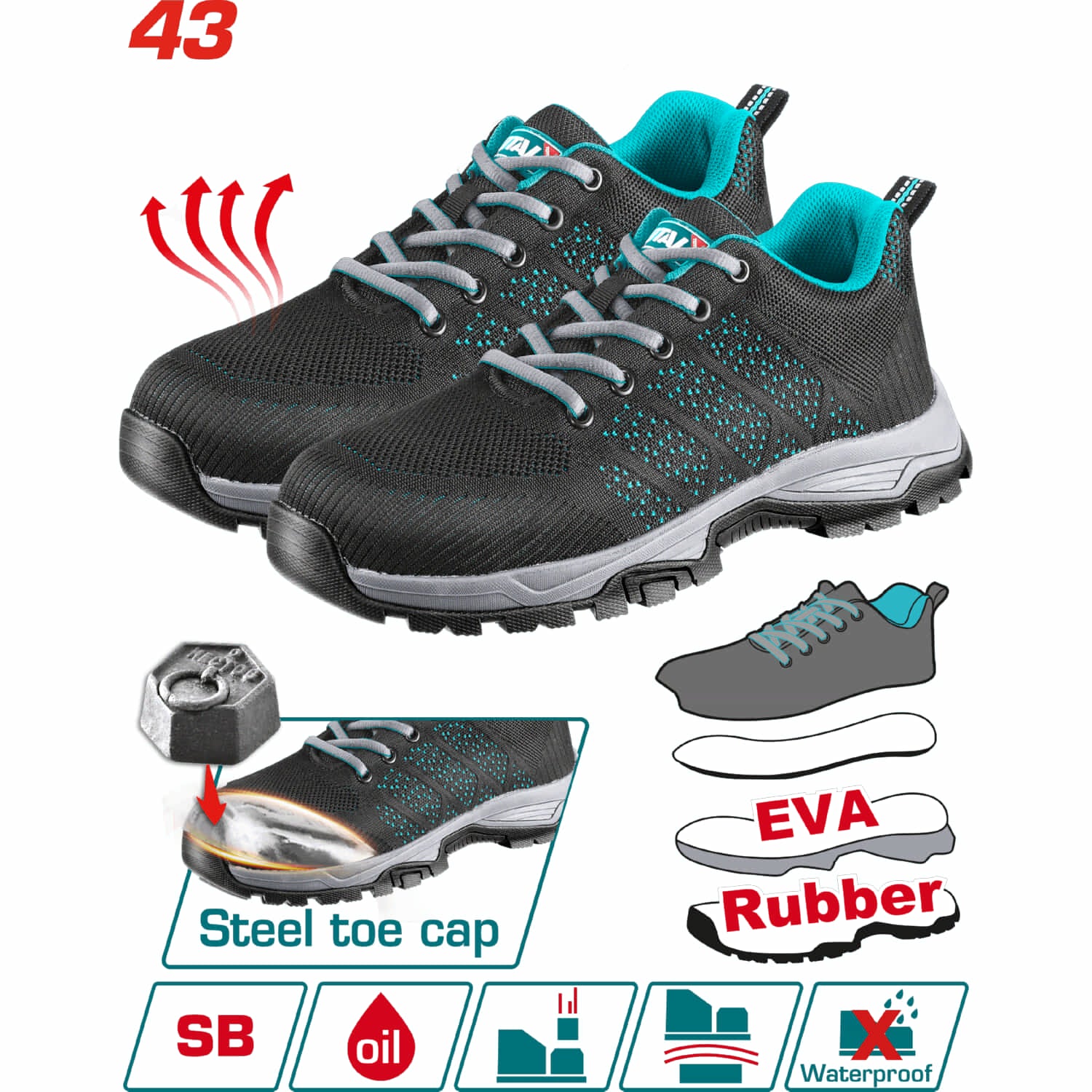Zapatillas De Seguridad TOTAL. Alta Calidad. Punta De Acero + Anticlavos + Antiresbalante - Image 6