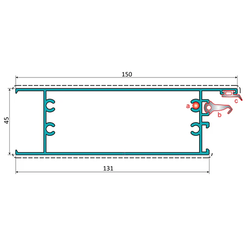 Zocalo Inferior Puerta. Espesor 1.6 Mm. Largo 5.85 Mts. Acabado Anodizado Silver 15 Micron.
