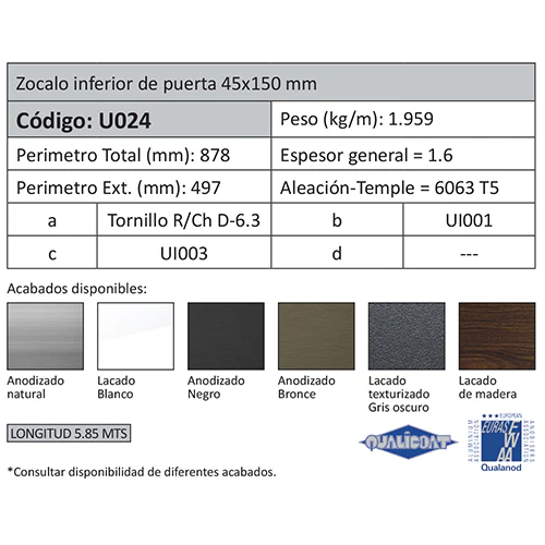 Zocalo Inferior Puerta. Espesor 1.6 Mm. Largo 5.85 Mts. Acabado Lacado Madera Texturizado. (D3-P1-A1 - Image 2