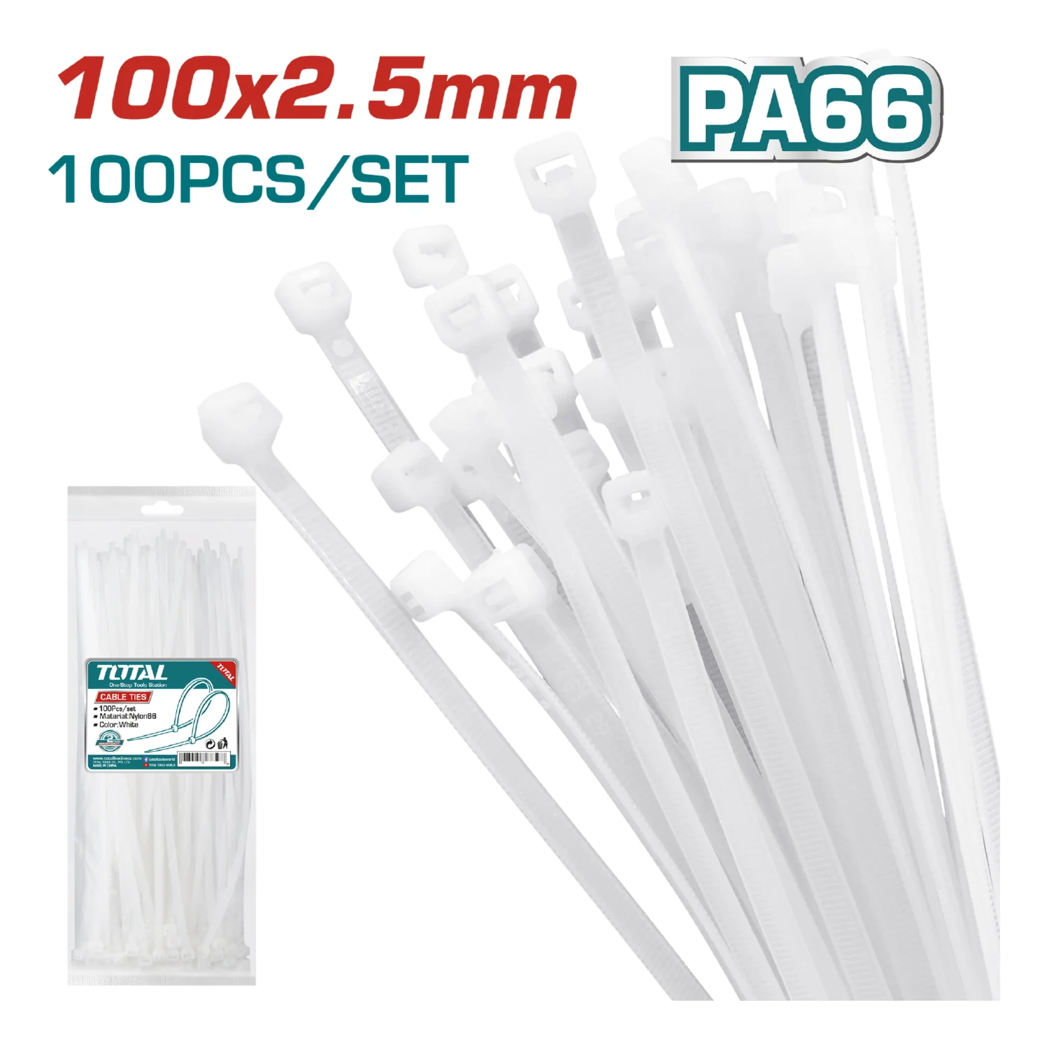 Zunchos TOTAL TOOLS (100 Piezas) Color Blanco - Image 3